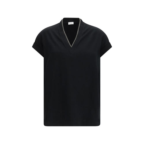 Brunello Cucinelli Black Cotton T-Shirt