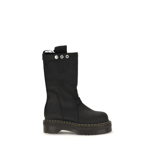 Rick Owens Black Nubuc Leather Lace-Up Boots