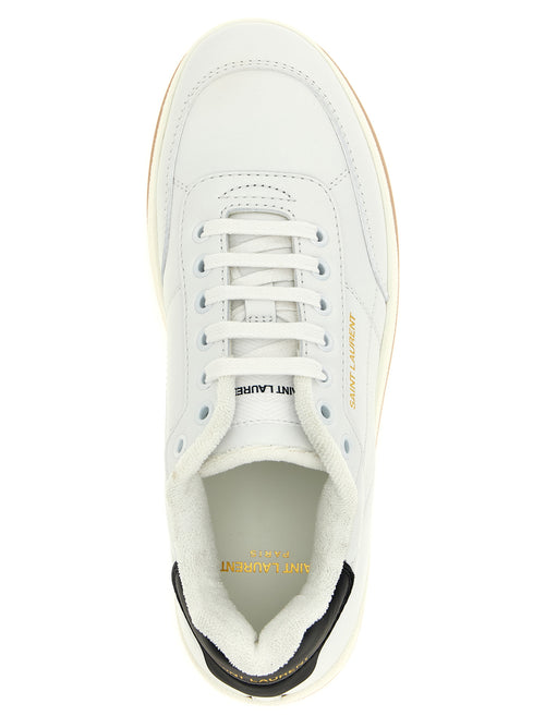 Saint Laurent Bicolor Calfskin Low Top Sneakers