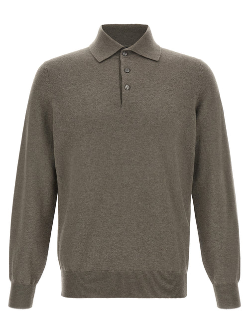 Brunello Cucinelli Bicolor Cashmere Polo Shirt
