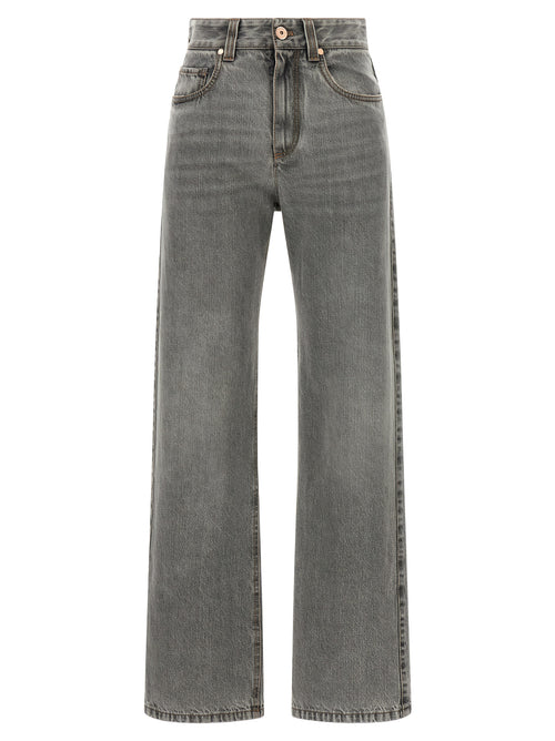 Brunello Cucinelli Gray Cotton Straight-Leg Jeans