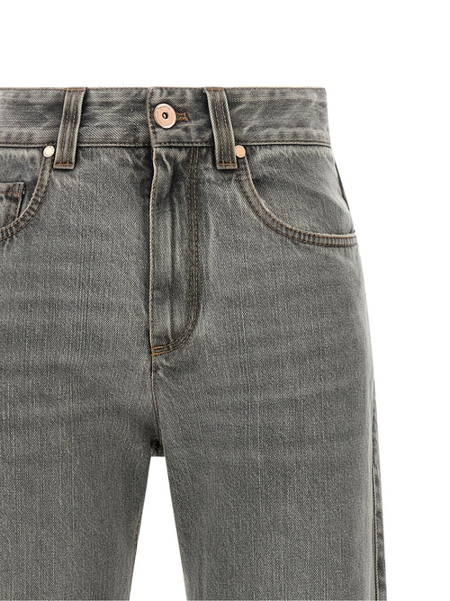 Brunello Cucinelli Gray Cotton Straight-Leg Jeans