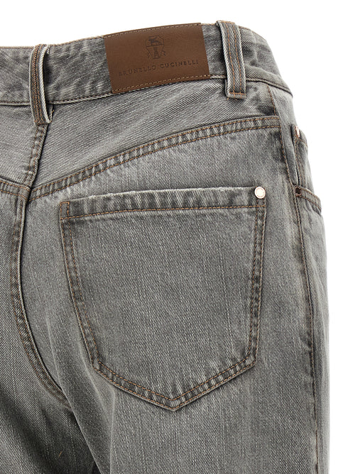 Brunello Cucinelli Gray Cotton Straight-Leg Jeans