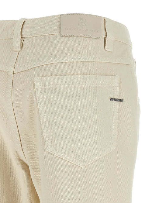 Brunello Cucinelli Beige Cotton Straight-Leg Jeans