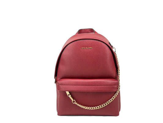 Michael Kors Slater Large Crimson Leather Chain Backpack