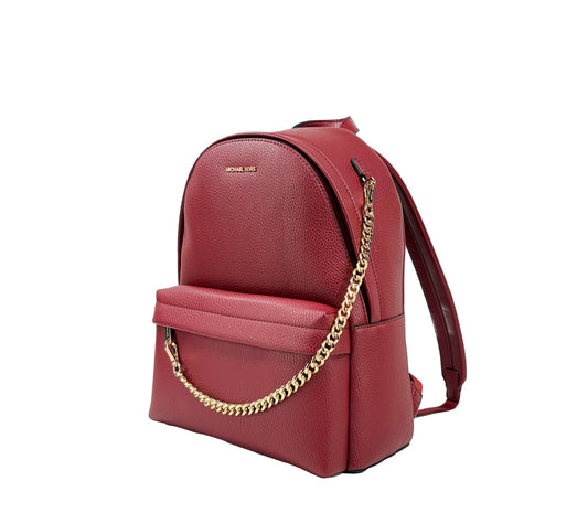 Michael Kors Slater Large Crimson Leather Chain Backpack