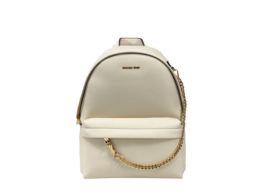 Michael Kors Slater Large Cream Leather Chain Backpack