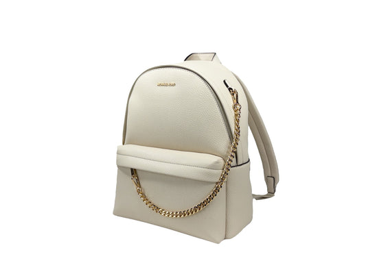 Michael Kors Slater Large Cream Leather Chain Backpack