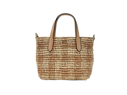 COACH Coach Mini City Gingham Straw Tote Crossbody Bag