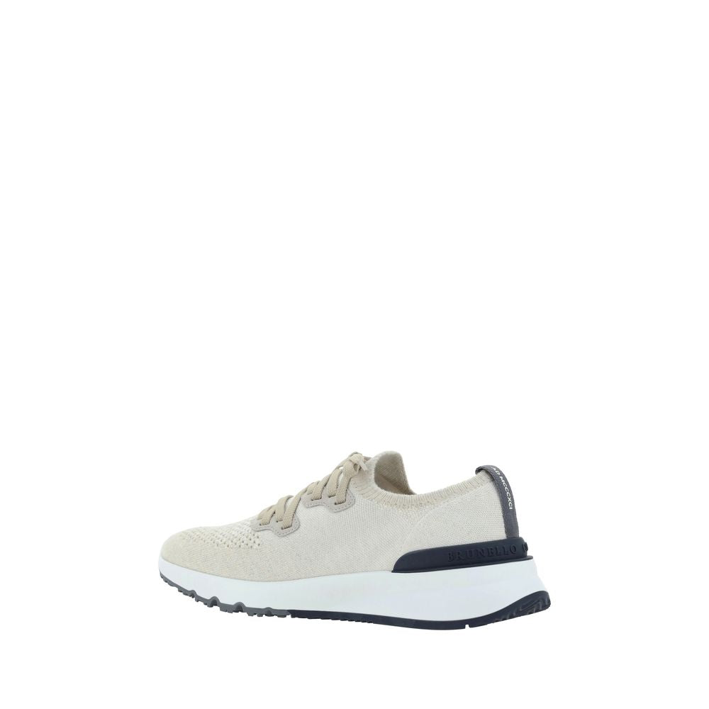 Brunello Cucinelli White Cotton Athletic Sneakers