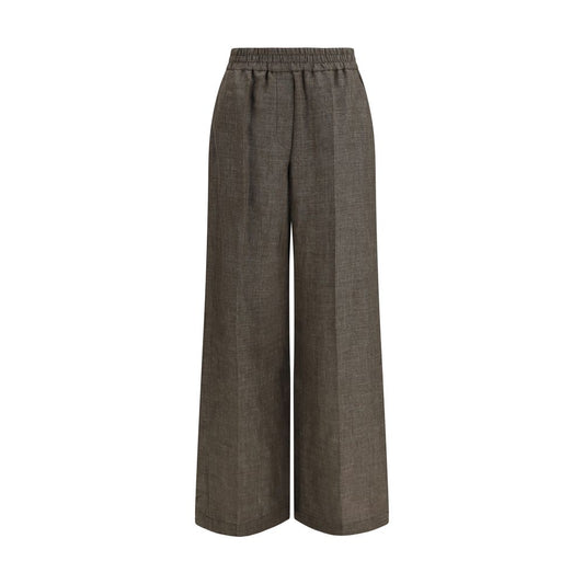 Brunello Cucinelli Brown Linen Casual Pants