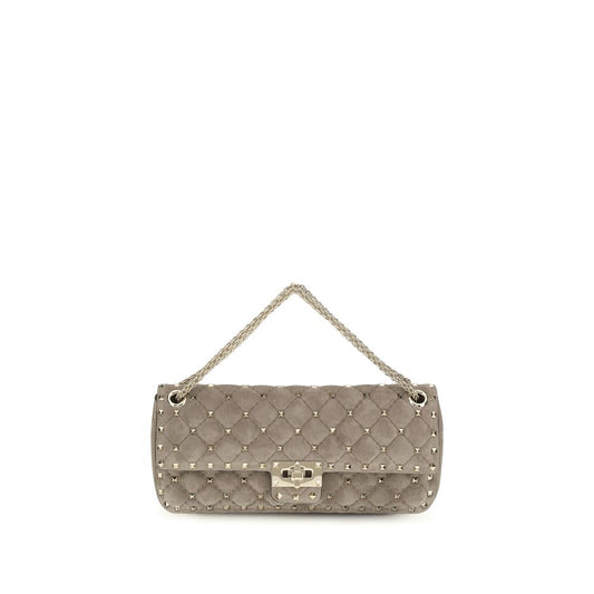 Valentino Garavani Gray Suede Leather Shoulder Bag