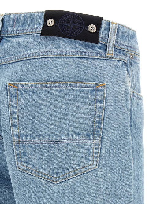 Stone Island Blue Cotton Straight-Leg Jeans
