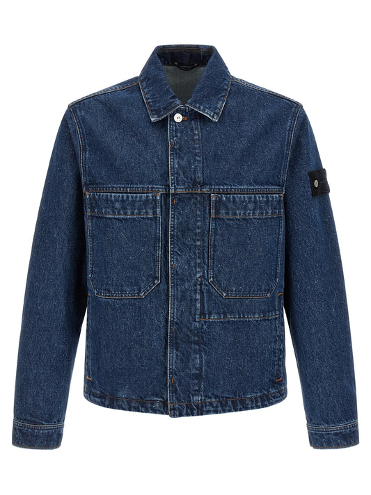 Stone Island Blue Cotton Denim Jacket