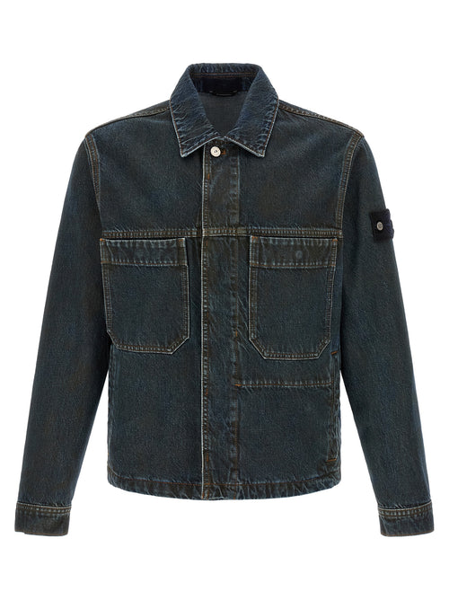 Stone Island Blue Cotton Denim Jacket