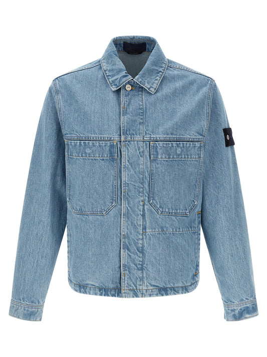 Stone Island Blue Cotton Denim Jacket