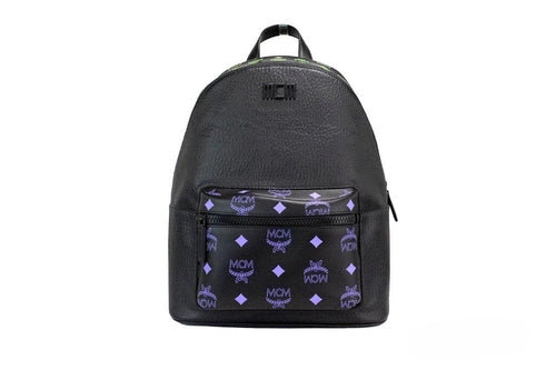 MCM Color Splash Visetos Green and Purple Leather Backpack
