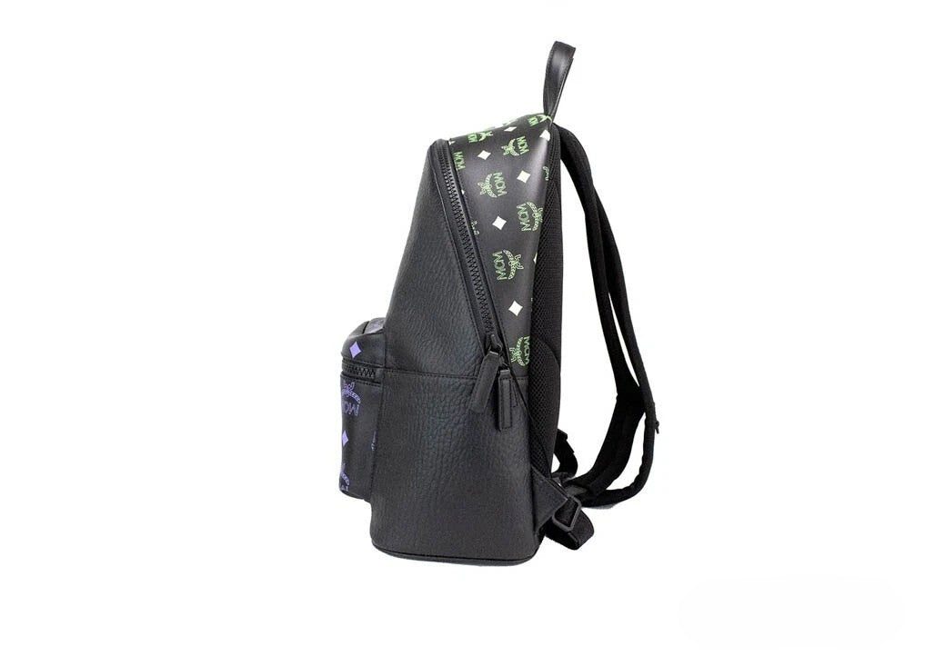 MCM Color Splash Visetos Green and Purple Leather Backpack