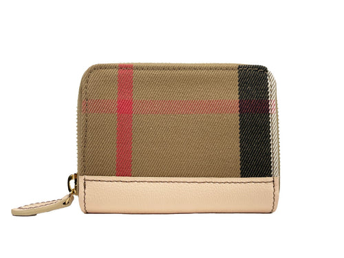 Burberry Check Zip-Around Coin Wallet