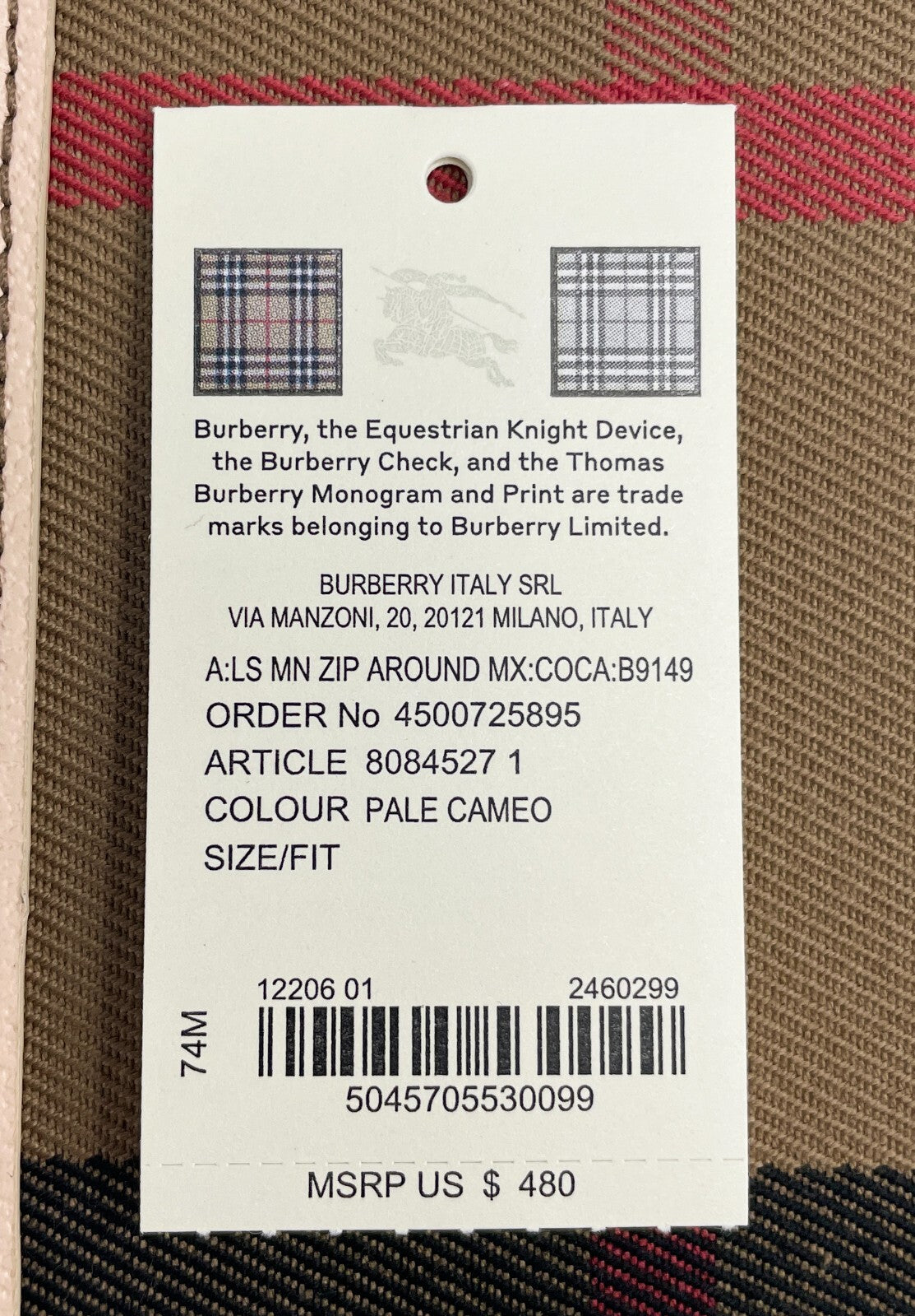 Burberry Check Zip-Around Coin Wallet