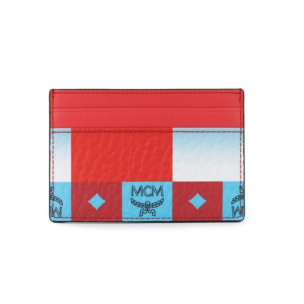 MCM Aren Mini Checkerboard Visetos Leather Card Holder
