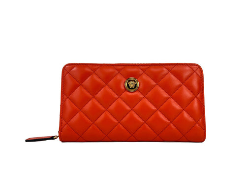 Versace Quilted Leather Continental Zip Wallet