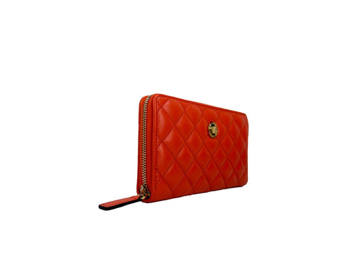 Versace Quilted Leather Continental Zip Wallet