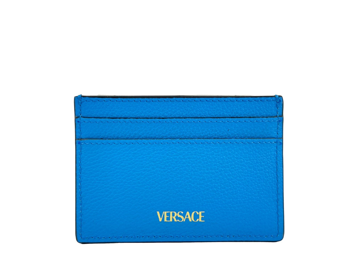 Versace Mini Medusa Blue Grainy Leather Card Holder