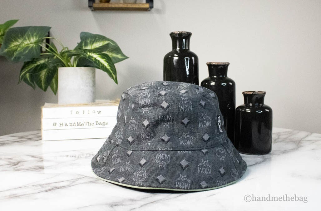 MCM Visetos Dark Grey Monogram Bucket Hat