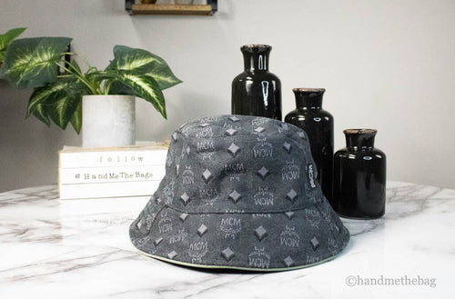 MCM Visetos Dark Grey Monogram Bucket Hat
