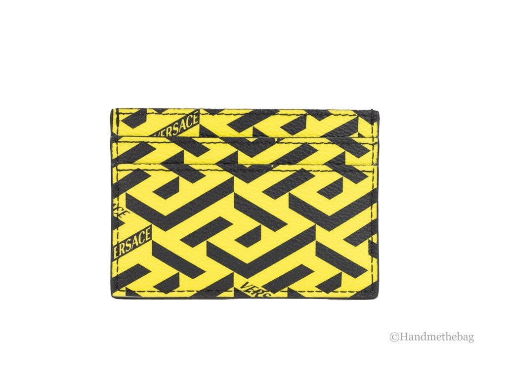 Versace La Greca Pineapple Coated Canvas Card Holder
