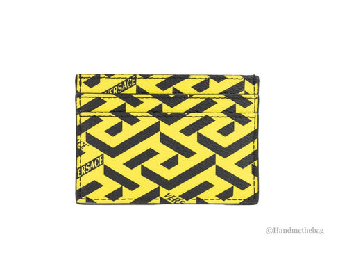 Versace La Greca Pineapple Coated Canvas Card Holder