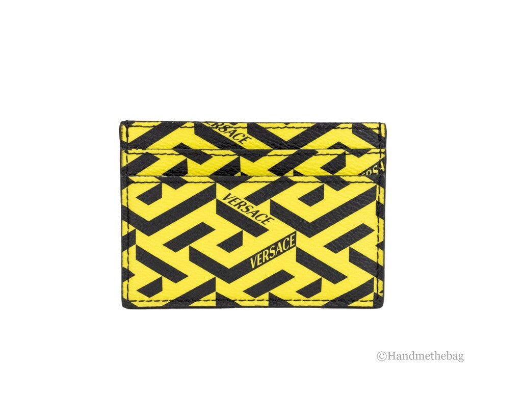 Versace La Greca Pineapple Coated Canvas Card Holder