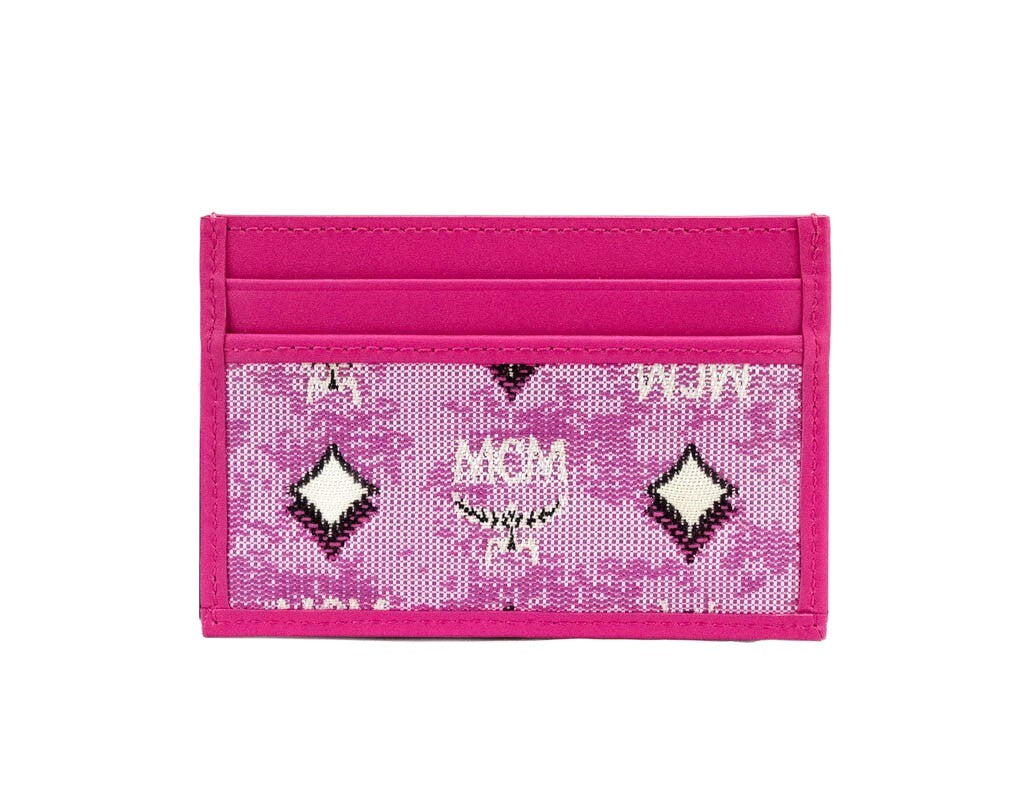 MCM Veritas Pink Denim Monogram Card Holder