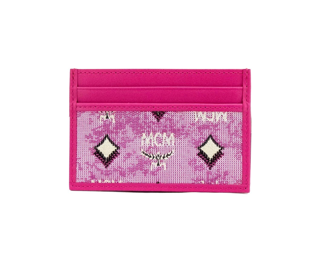 MCM Veritas Pink Denim Monogram Card Holder