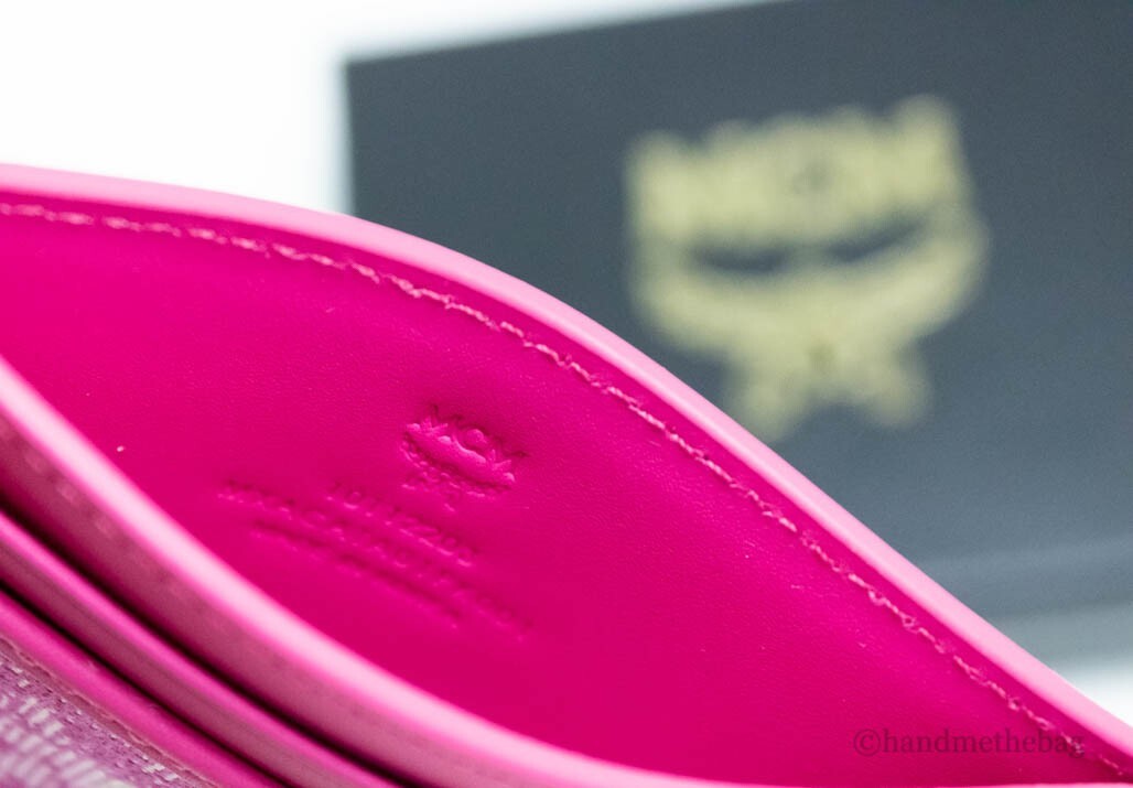 MCM Veritas Pink Denim Monogram Card Holder