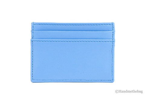 Versace Mini Medusa DV Blue Quilted Smooth Nappa Leather Card Case Wallet