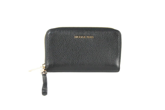 Michael Kors Jet Set Travel Large Black Pebbled Leather Phone Wristlet