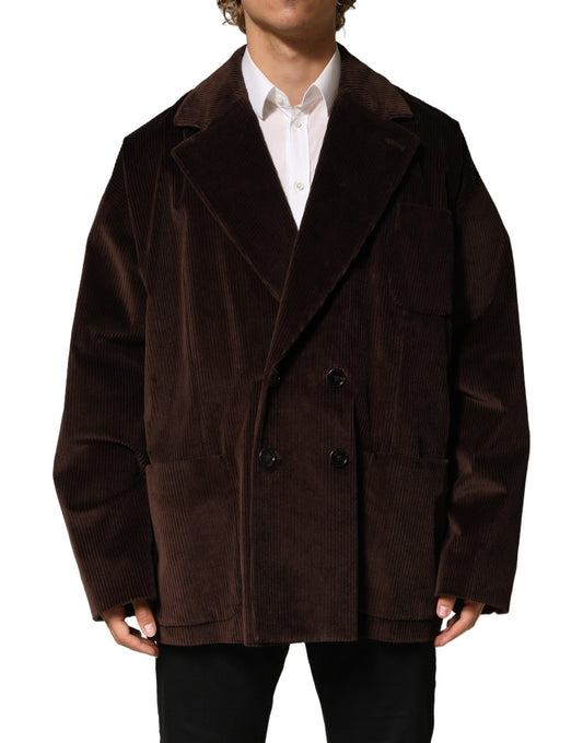 Dolce & Gabbana Brown Double Breasted Corduroy Blazer Jacket