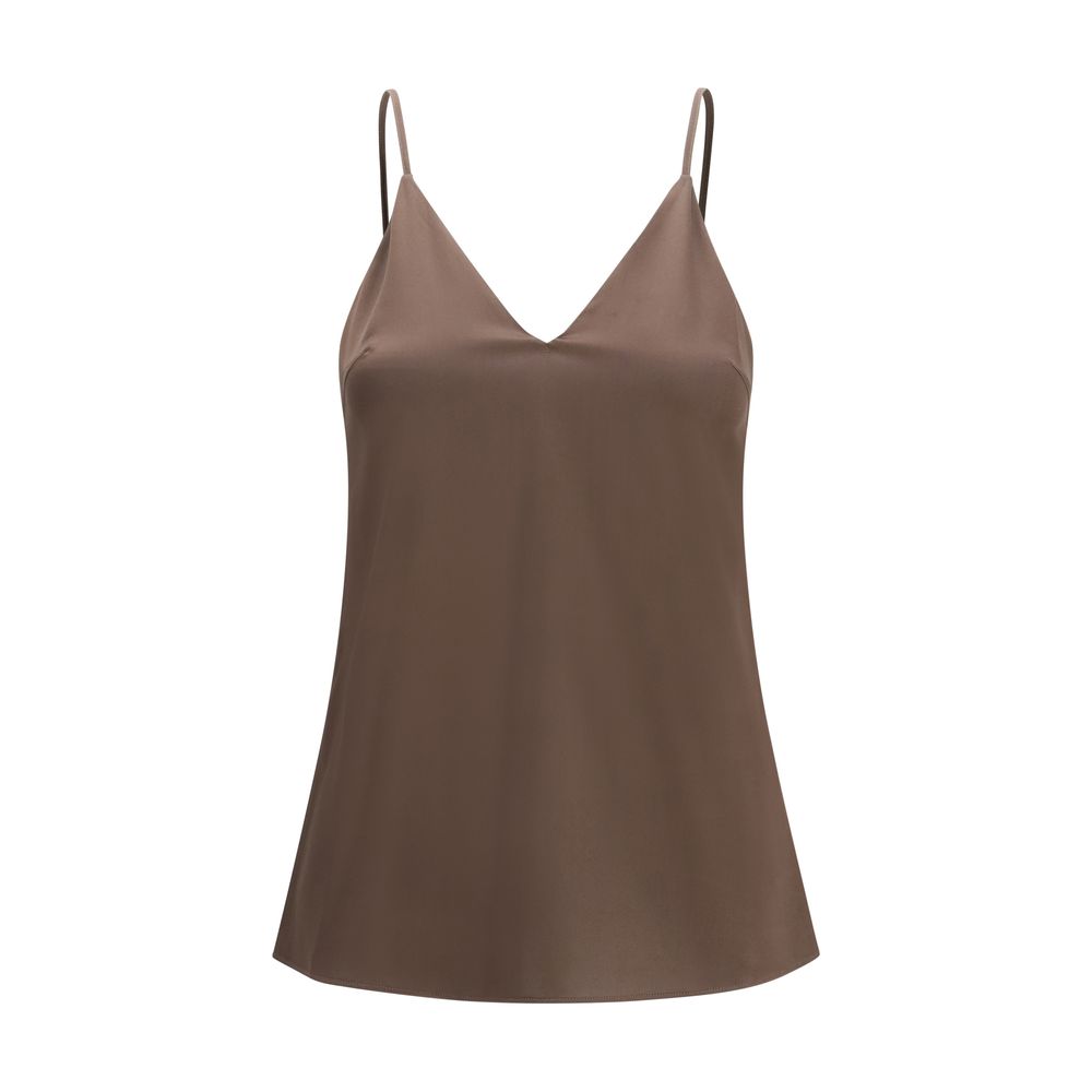 Brunello Cucinelli Brown Silk Sleeveless T-Shirt