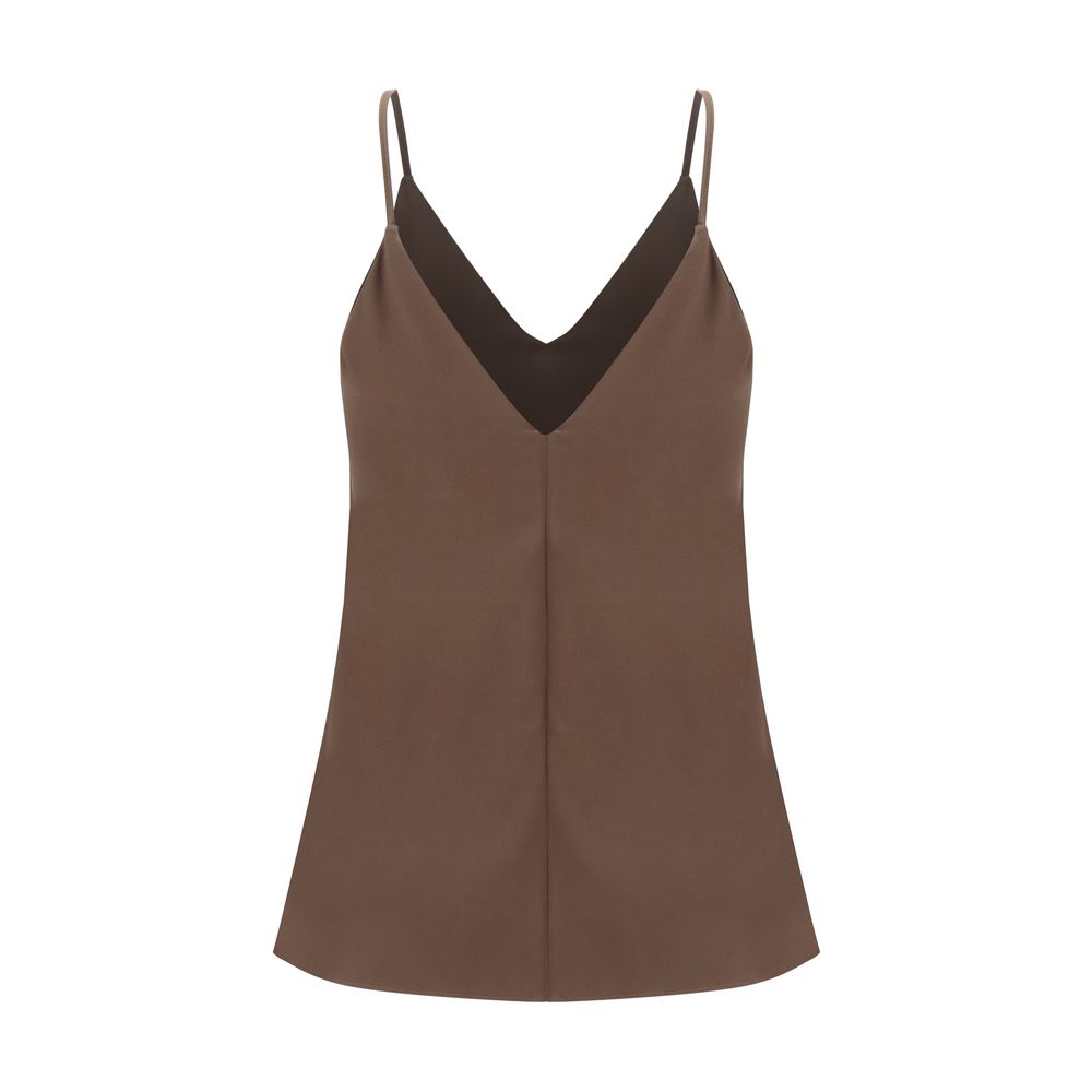 Brunello Cucinelli Brown Silk Sleeveless T-Shirt