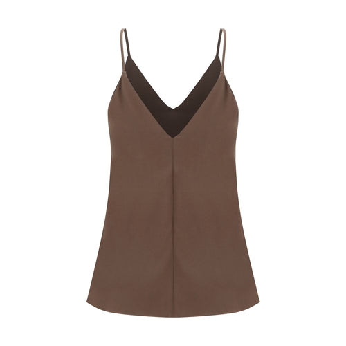 Brunello Cucinelli Brown Silk Sleeveless T-Shirt