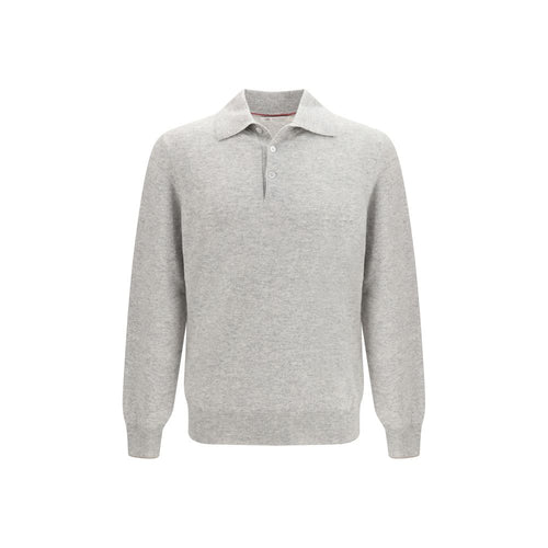 Brunello Cucinelli Gray Cashmere Polo Shirt