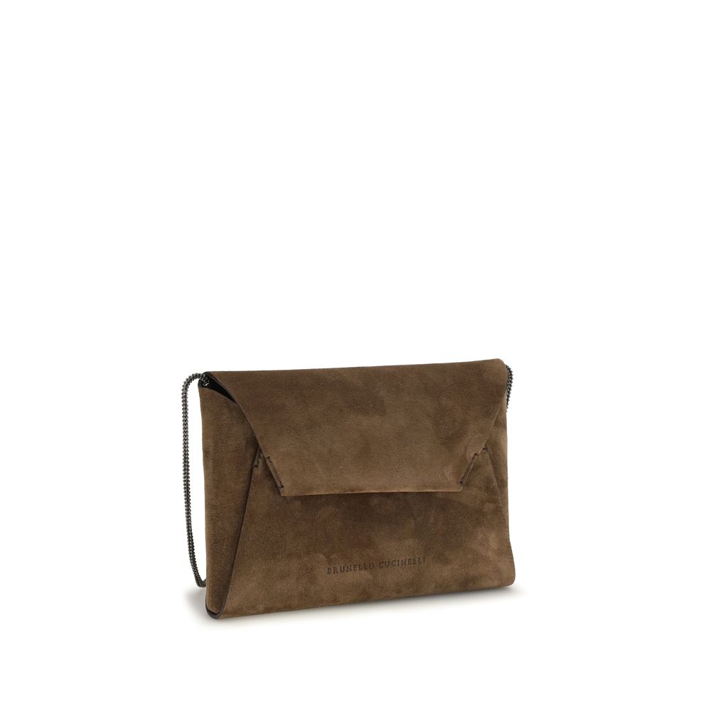 Brunello Cucinelli Brown Calf Leather Shoulder Bag