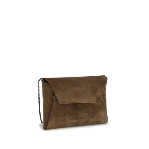 Brunello Cucinelli Brown Calf Leather Shoulder Bag