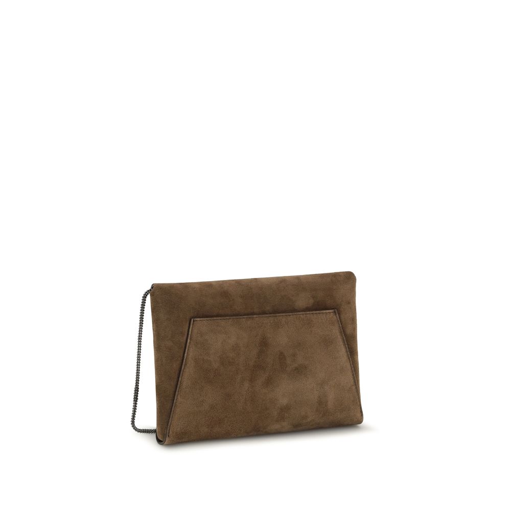 Brunello Cucinelli Brown Calf Leather Shoulder Bag