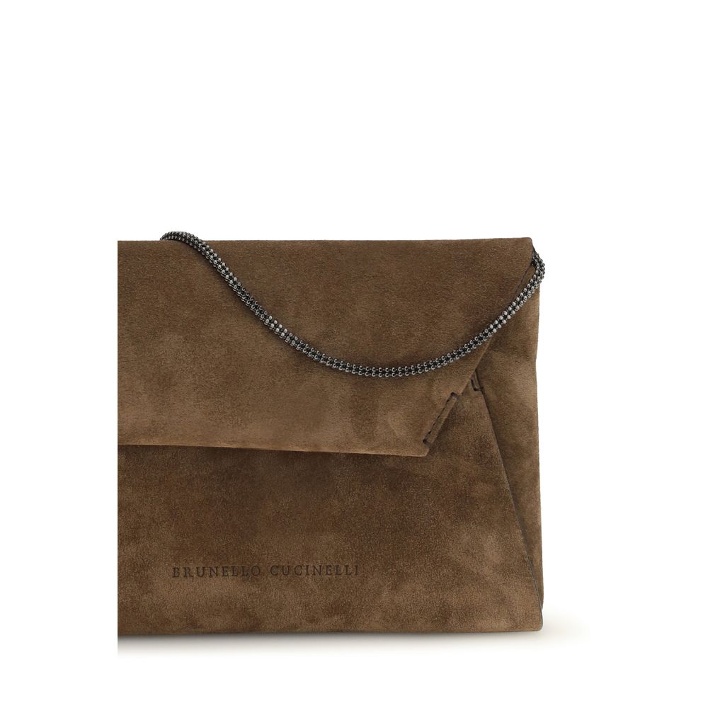 Brunello Cucinelli Brown Calf Leather Shoulder Bag