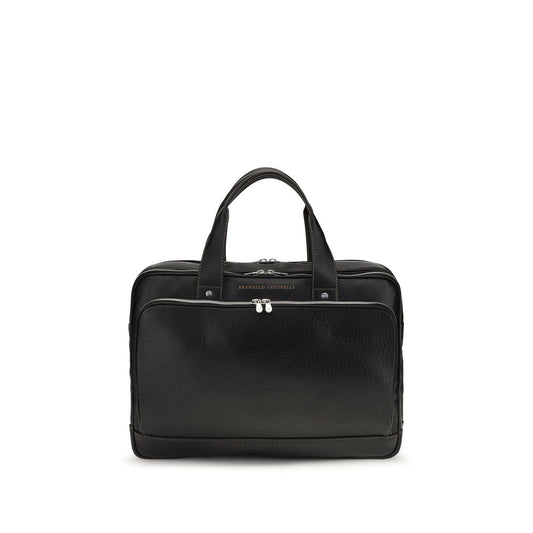Brunello Cucinelli Black Calf Leather Bos Taurus Handbag