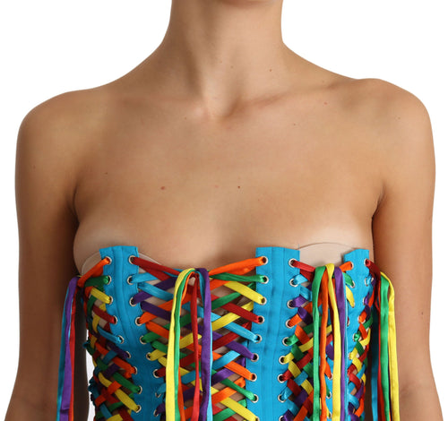 Dolce & Gabbana Multicolor Strings Bustier Polyester Corset  Top - ClickThatClicks 