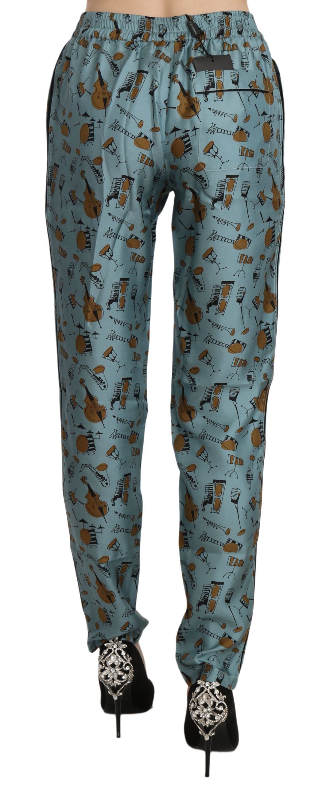 Dolce & Gabbana Blue Musical Instruments Print Tapered Pants - ClickThatClicks 